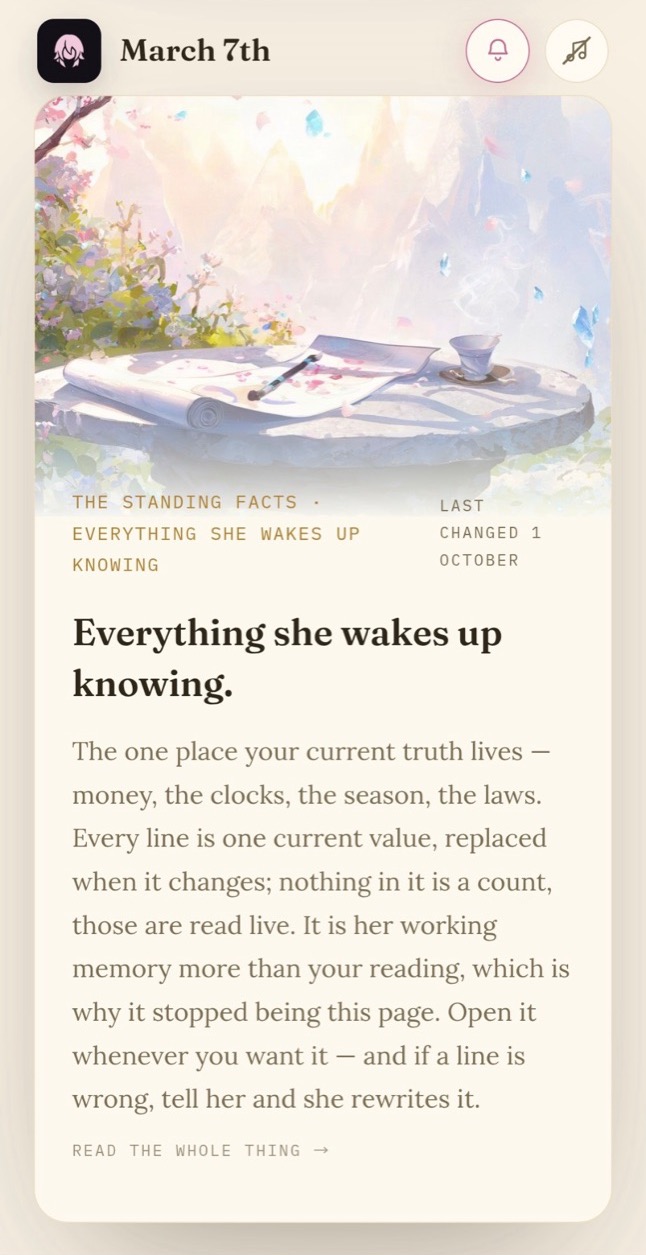 The assistant's private home page on my phone.